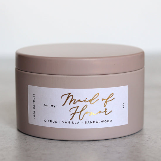Maid of Honor | citrus + vanilla | tin coconut soy candle
