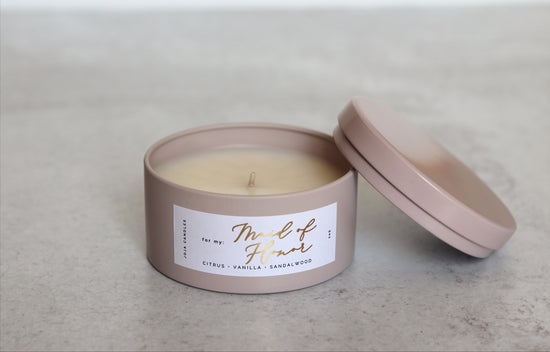 Maid of Honor | citrus + vanilla | tin coconut soy candle